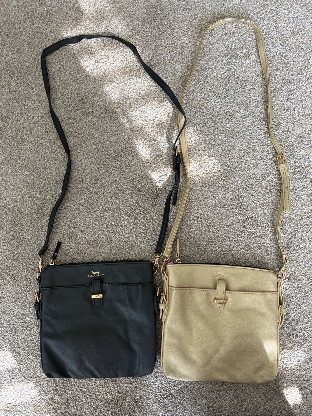 Scout Crossbody Bags in Black and Gold